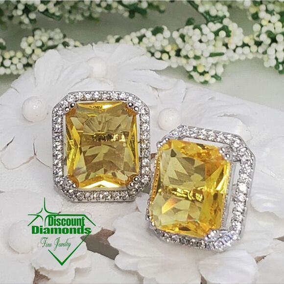 Yellow and Silver Stud Earrings - Picture 6 of 8